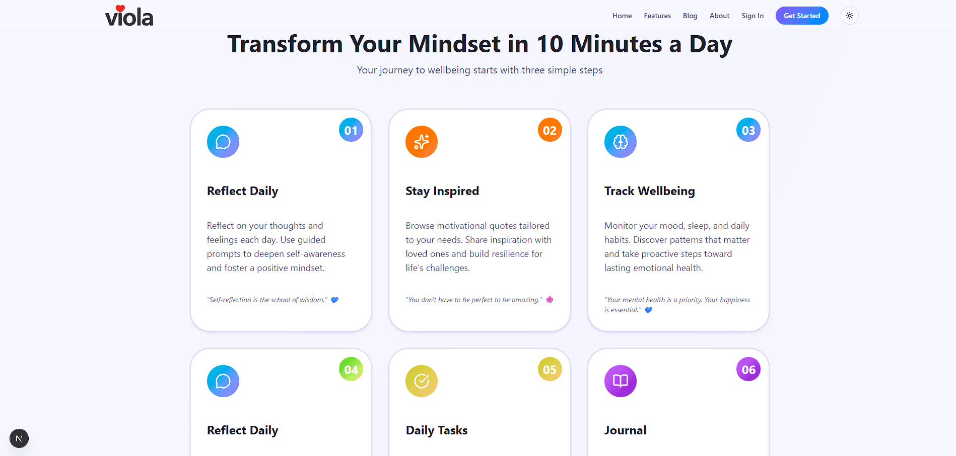 Preview of the light Viola dashboard
